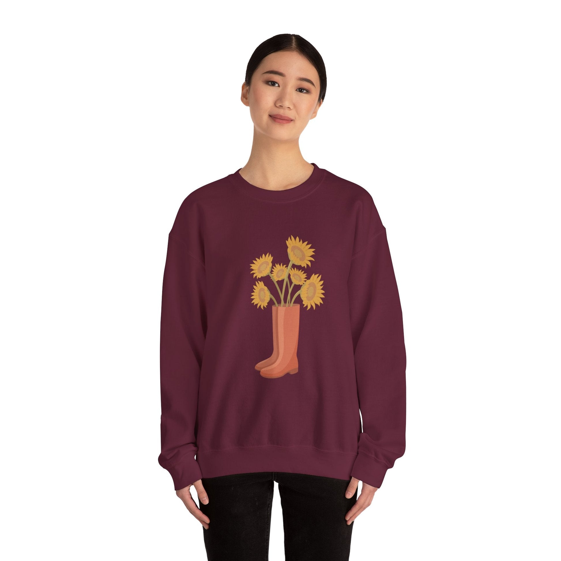 Sunny Boots Floral Crewneck Sweatshirt - MaisonThreadory