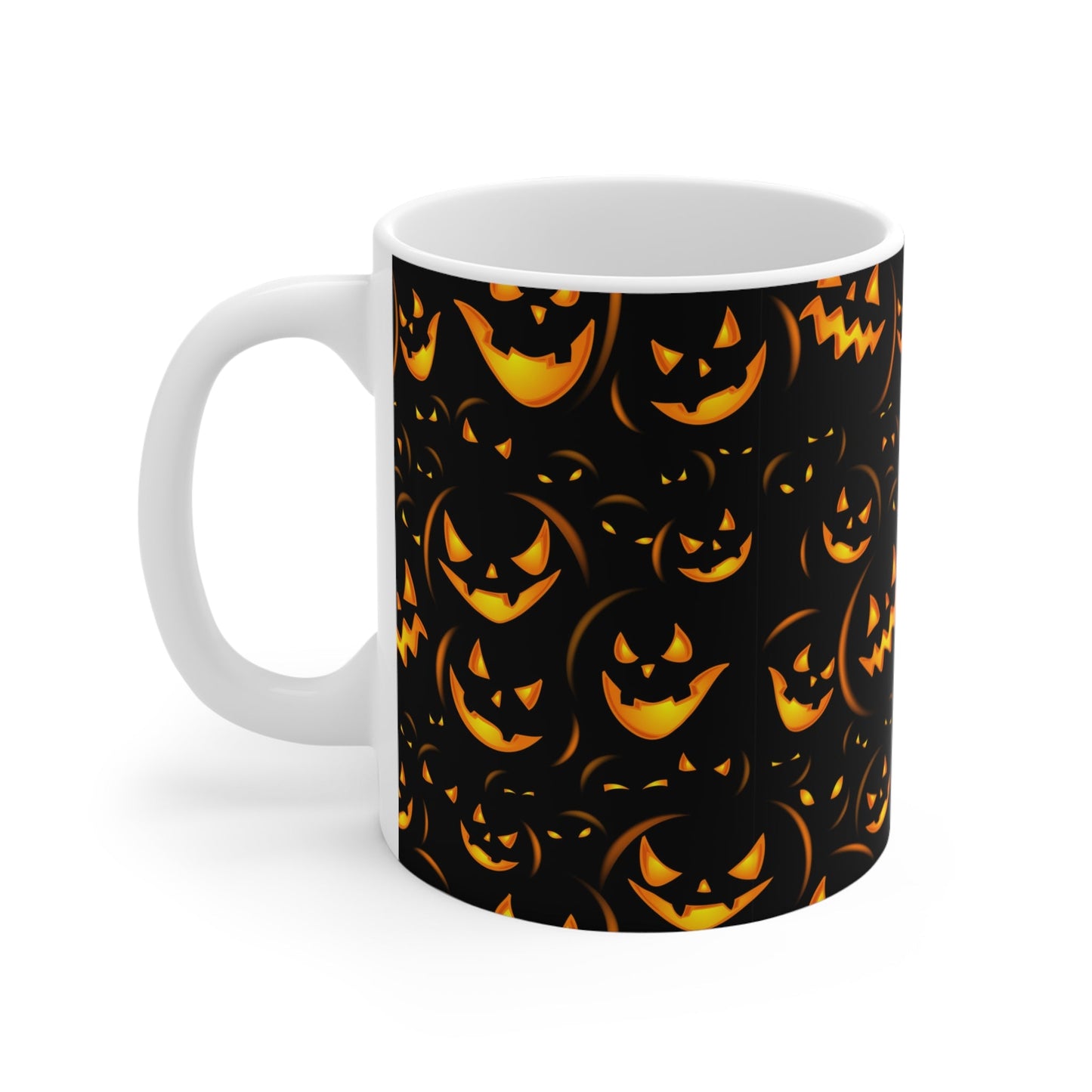 Halloween Pumpkin Mug - 11oz Coffee Cup for Spooky Season, Halloween Decor, Fall Gift, Seasonal Beverage Mug, Jack - o' - lantern Design - MaisonThreadory
