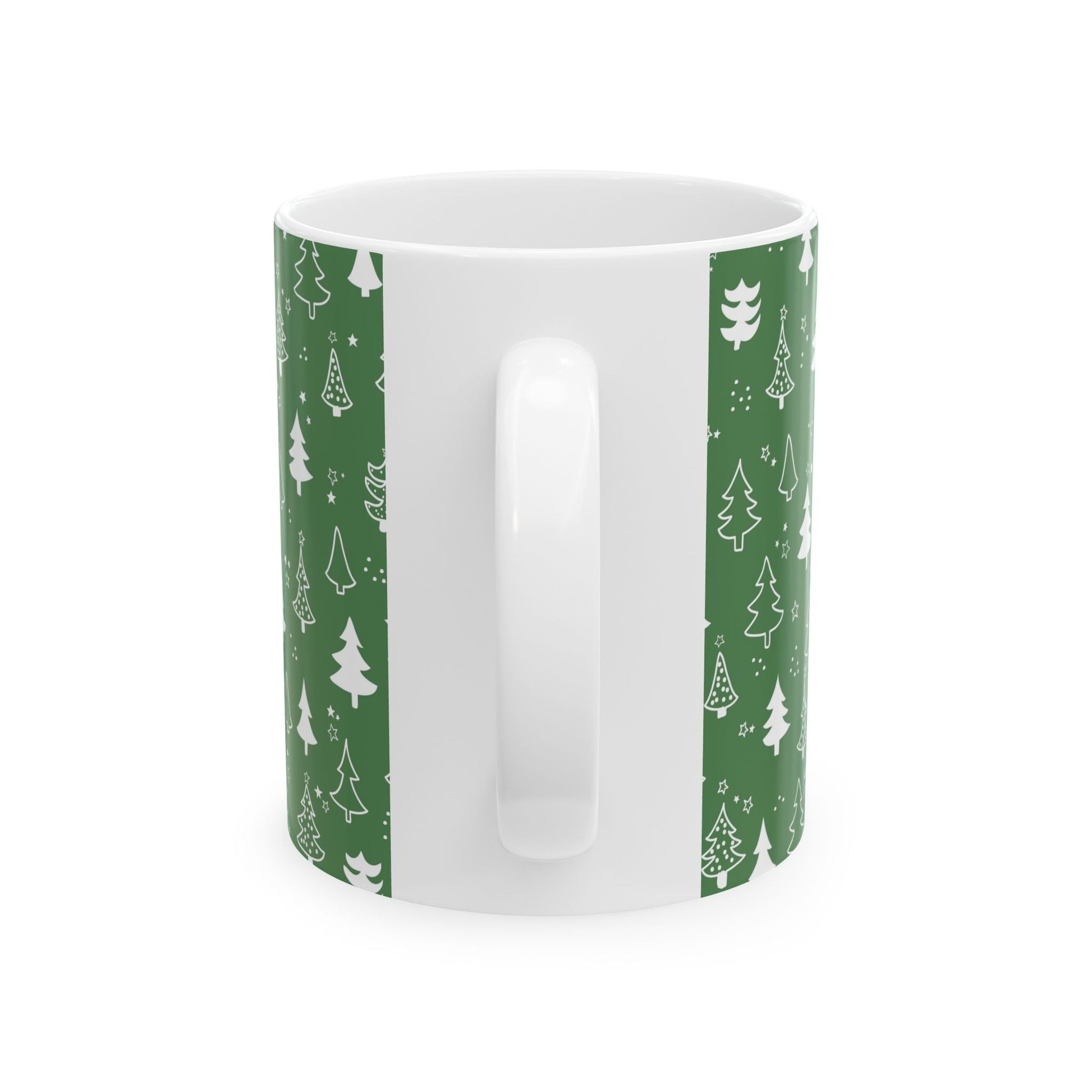 Festive Green Trees Ceramic Mug | Christmas Gifts, Coffee Lover Mug, Holiday Drinkware, Eco - Friendly Gift, Winter Decor - MaisonThreadory