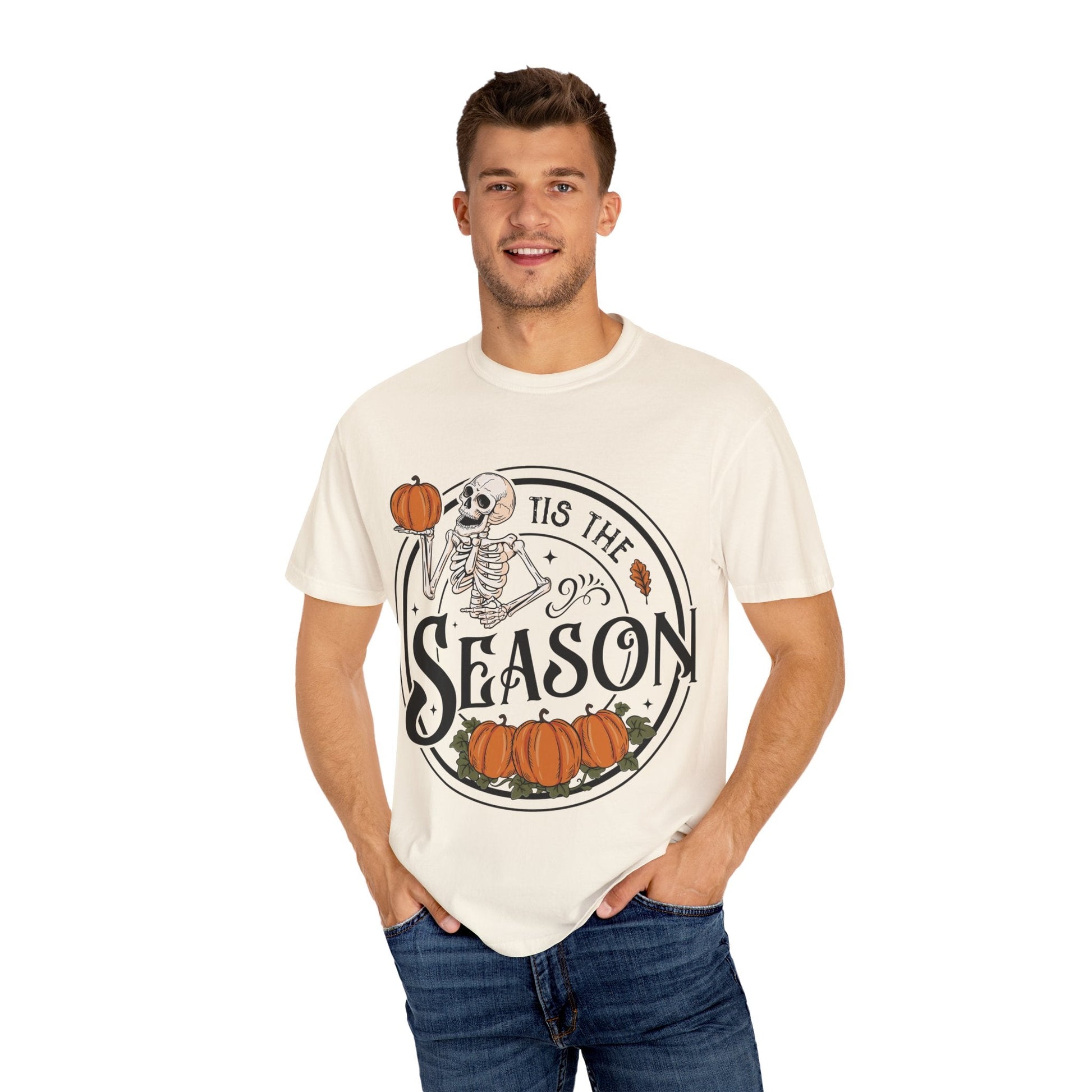 Halloween Skeleton T-Shirt, Unisex Fall Shirt, Spooky Season Tee, Pumpkins Shirt, Timeless Autumn Style - MaisonThreadory