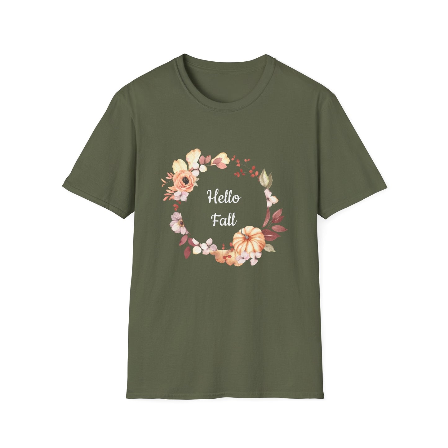 Fall Floral T-Shirt - Hello Fall Unisex Tee, Autumn Apparel, Seasonal Outfit, Cozy Gift, Trendy T-Shirt, Celebrate Harvest - MaisonThreadory