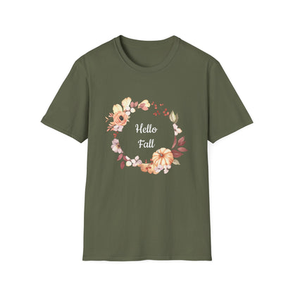 Fall Floral T-Shirt - Hello Fall Unisex Tee, Autumn Apparel, Seasonal Outfit, Cozy Gift, Trendy T-Shirt, Celebrate Harvest - MaisonThreadory