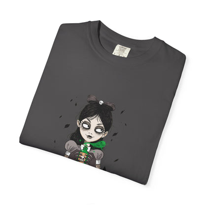 Gothic Girl Graphic Tee, Casual Wear, Halloween T-shirt, Unique Art Clothing, Gift for Teens - MaisonThreadory