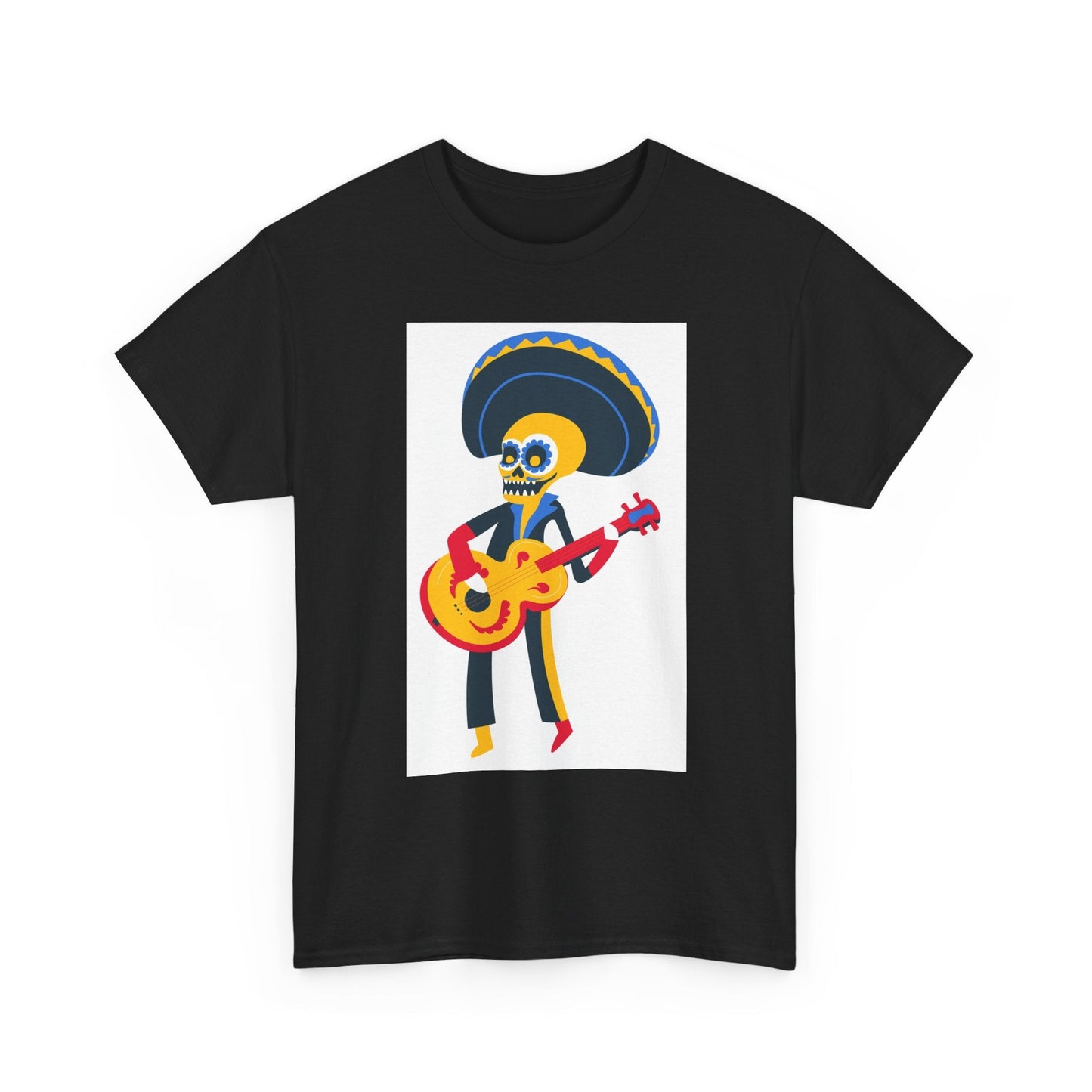 Mariachi Skeleton T-Shirt, Day of the Dead Tee, Unisex Heavy Cotton Tee, Halloween Costume, Fun Casual Wear, Gift for Musicians - MaisonThreadory
