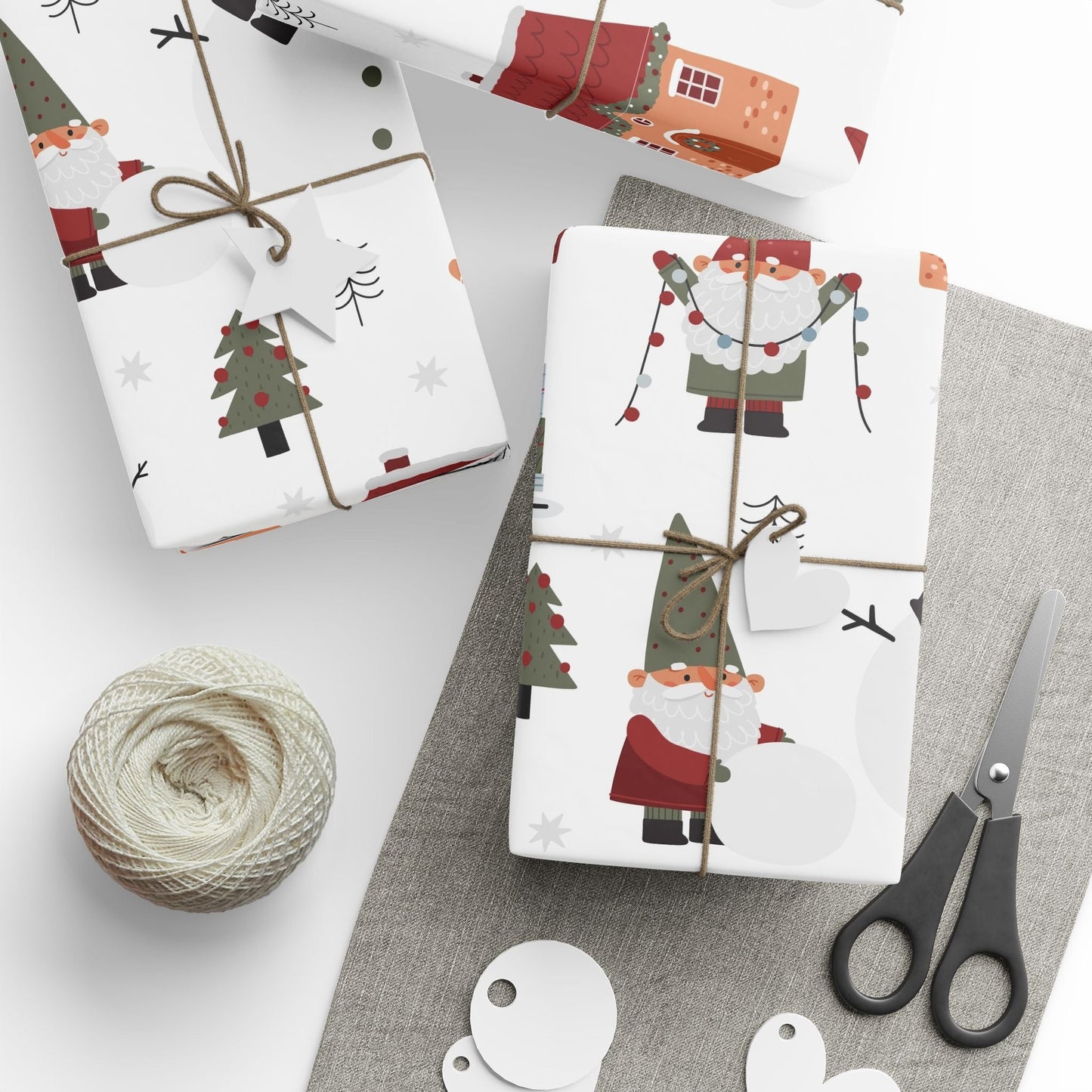 Christmas Gnome Wrapping Paper — Cute Holiday Gift Wrap with Gnomes, Trees & Gingerbread - MaisonThreadory
