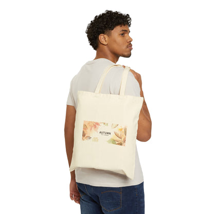 Autumn Floral Cotton Canvas Tote Bag, Eco - Friendly Shopping Bag, Fall Tote for Women, Reusable Grocery Bag, Perfect Gift for Friends - MaisonThreadory