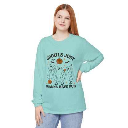Halloween Fun Long Sleeve T-Shirt, Ghosts, Ghouls, Unisex Tee, Halloween Party, Fall Fashion, Casual Wear - MaisonThreadory