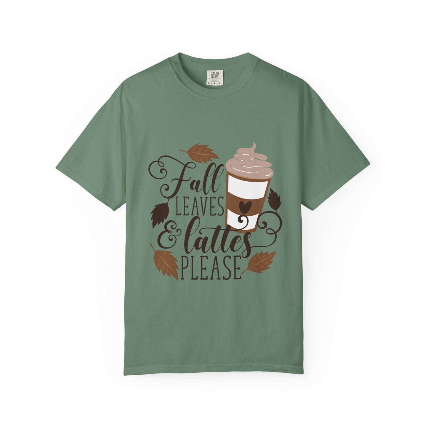 Fall Leaves & Lattes Unisex T-Shirt, Cozy Autumn Tee, Perfect for Fall, Coffee Lovers Gift, Seasonal Fashion Statement, Thanksgiving Shirt - MaisonThreadory