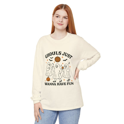 Halloween Fun Long Sleeve T-Shirt, Ghosts, Ghouls, Unisex Tee, Halloween Party, Fall Fashion, Casual Wear - MaisonThreadory