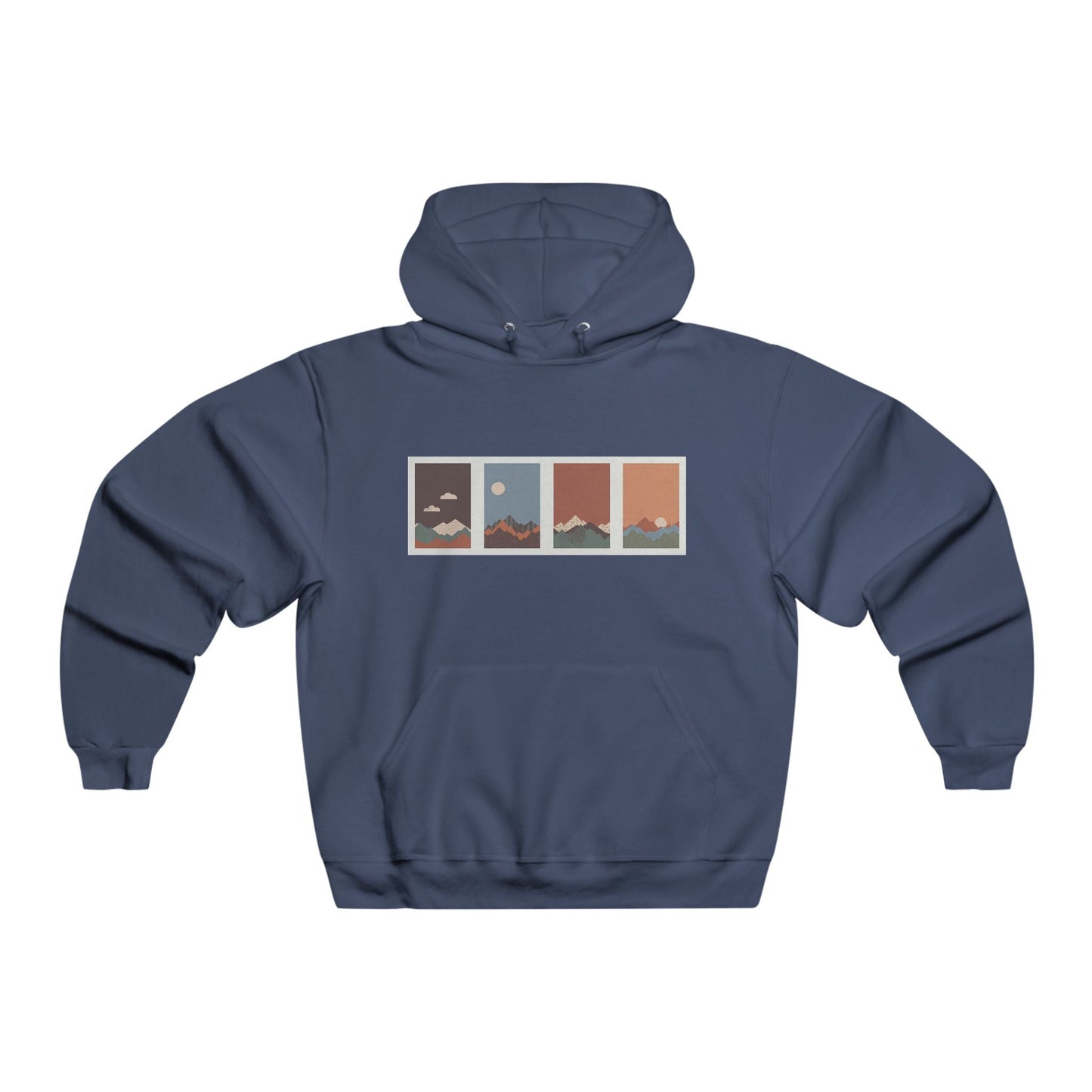 Men's Mountain Sunset Hoodie, Cozy Outdoor Sweatshirt, Perfect for Hiking, Camping, or Casual Wear, Gift for Nature Lovers - MaisonThreadory
