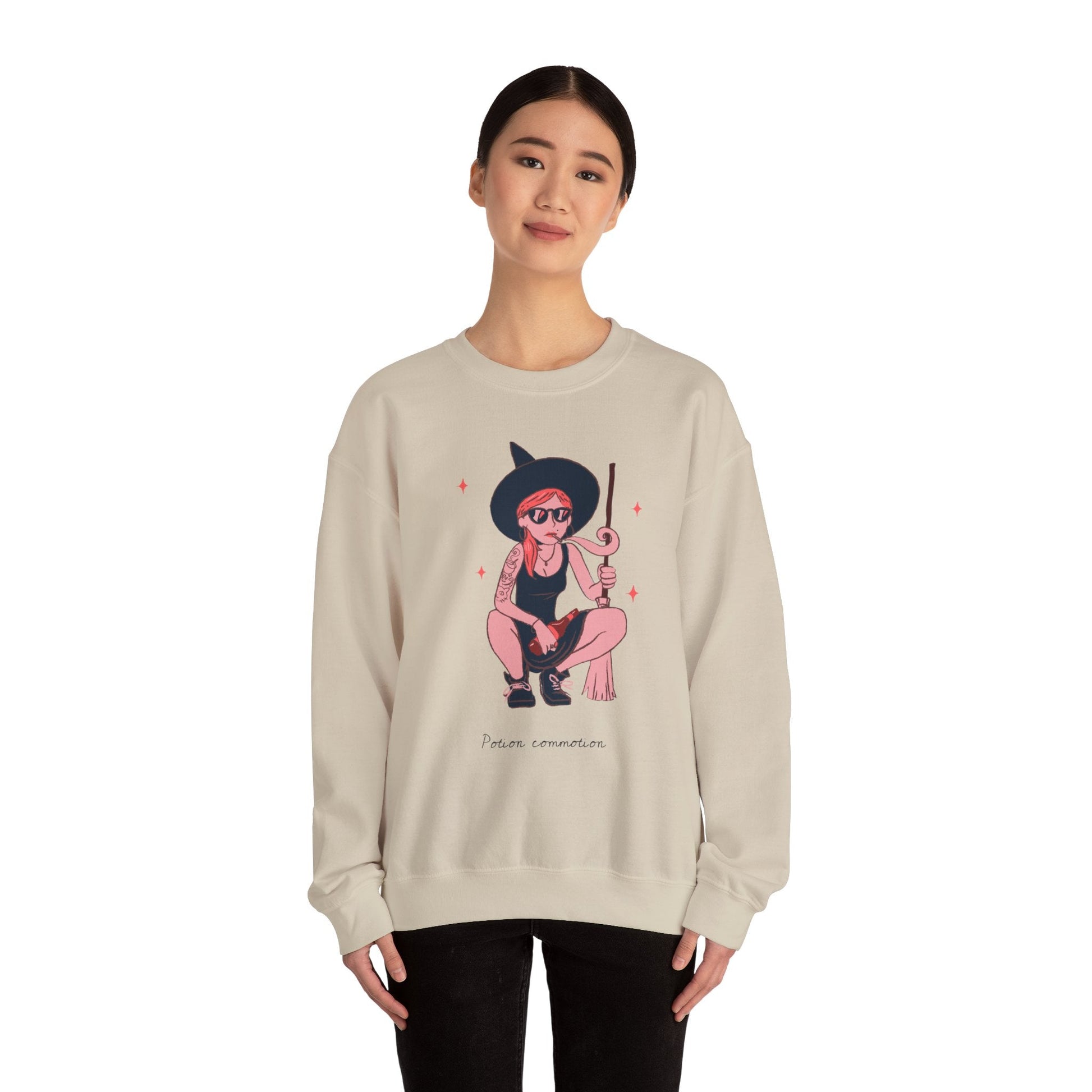 Chic Witch Sweatshirt - Cozy Unisex Crewneck for Halloween, Fall Fashion, Casual Wear, Gift for Friends & Family - MaisonThreadory