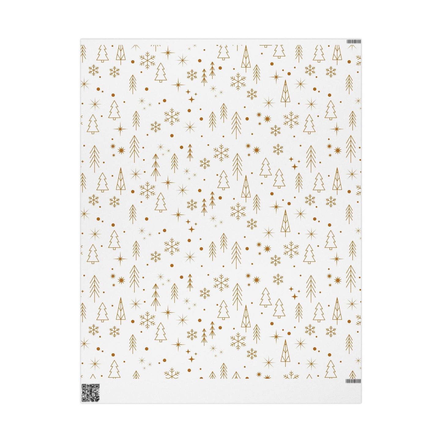 Holiday Gold Tree Wrapping Paper — Minimal White & Metallic Christmas Gift Wrap - MaisonThreadory