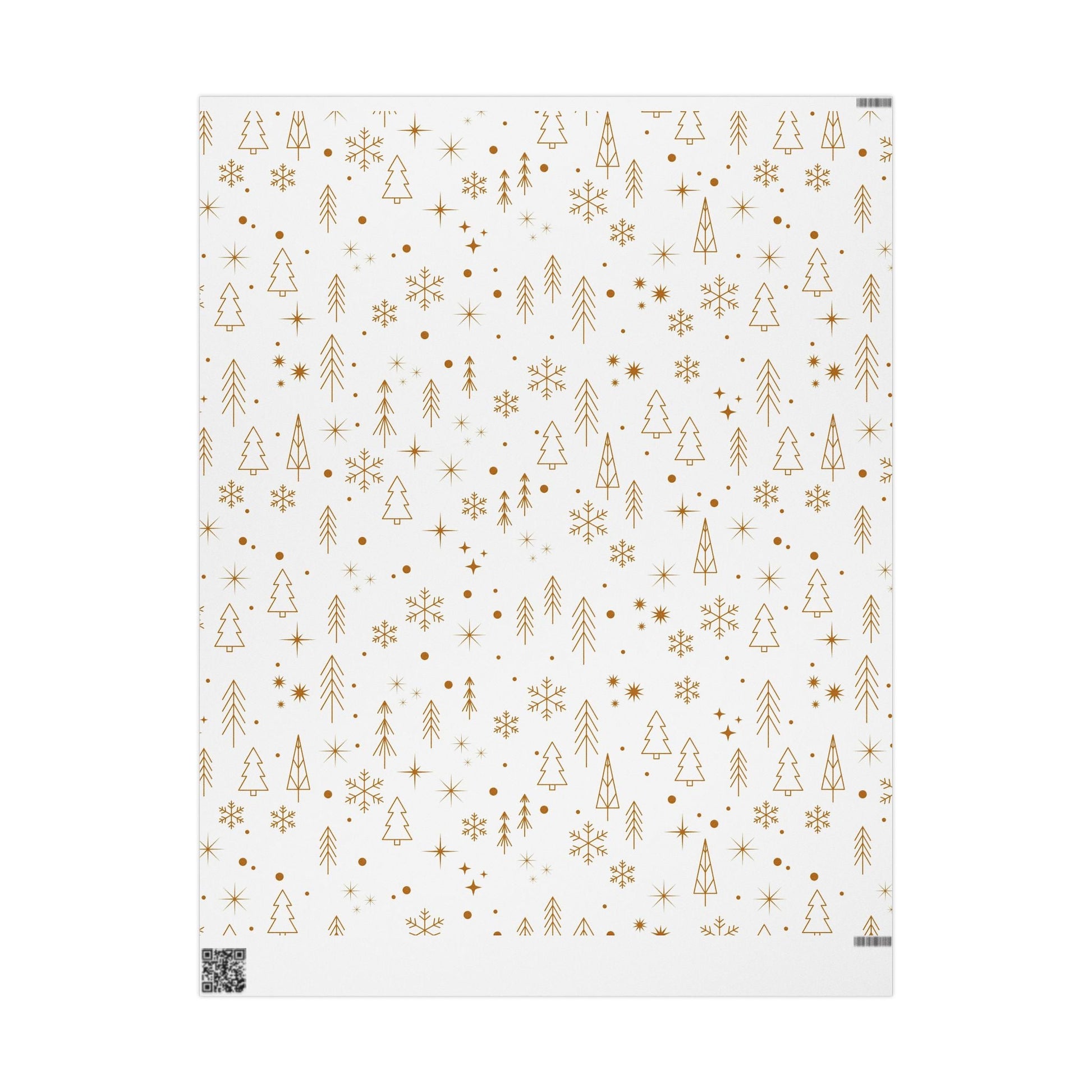 Holiday Gold Tree Wrapping Paper — Minimal White & Metallic Christmas Gift Wrap - MaisonThreadory