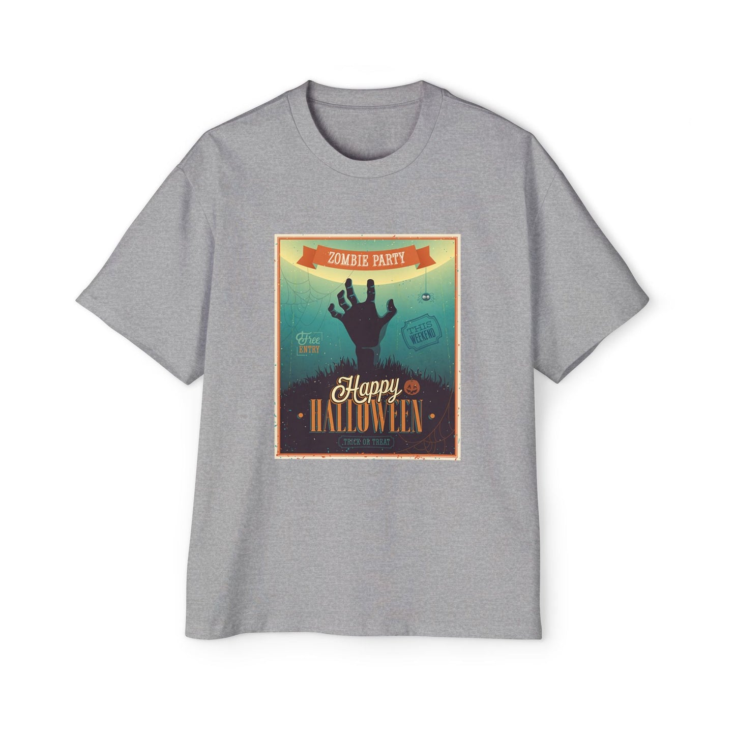 Halloween Zombie Party Oversized Tee, Funny Costume Shirt, Men's Graphic Tee, Spooky Apparel, Halloween Gift, Casual Wear - MaisonThreadory