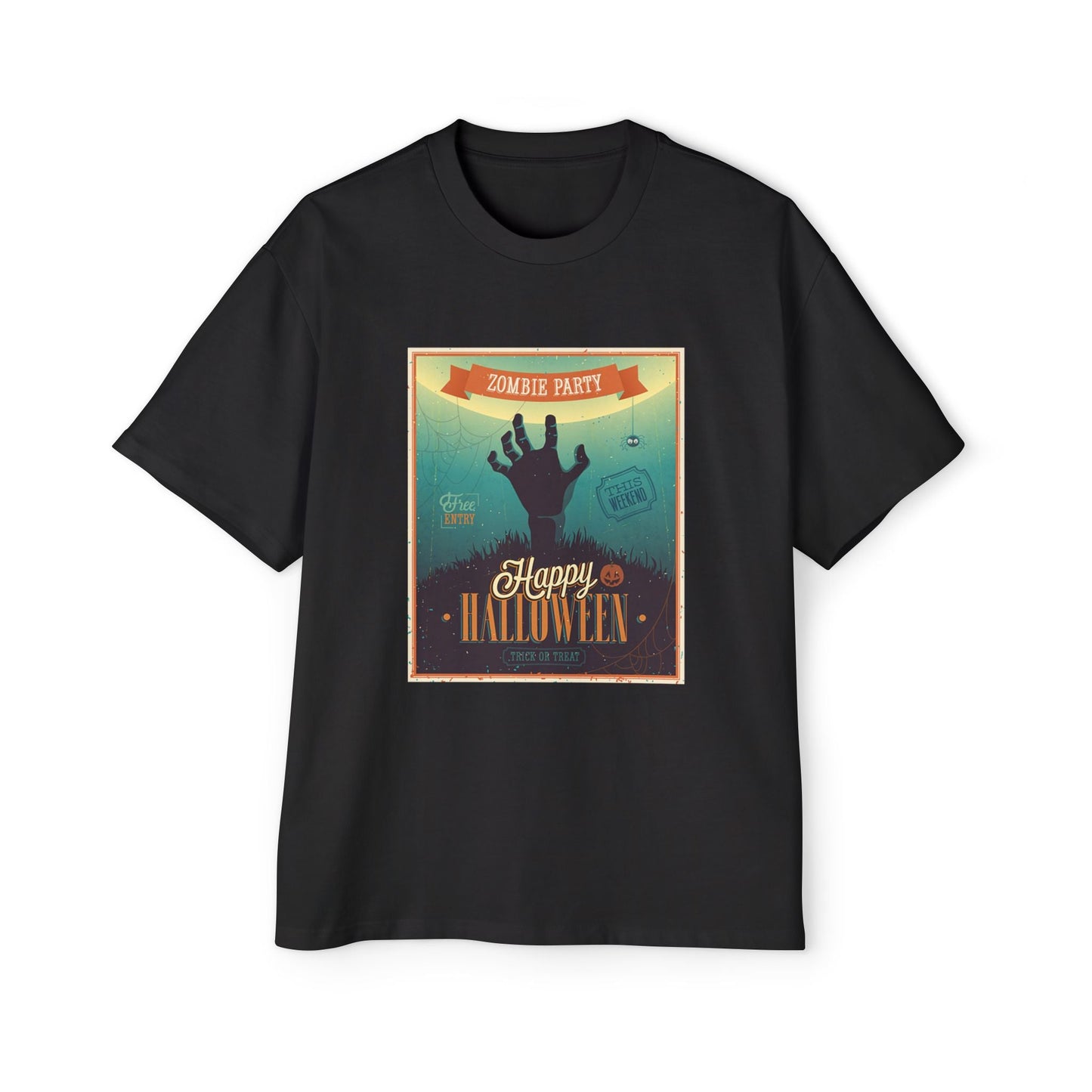 Halloween Zombie Party Oversized Tee, Funny Costume Shirt, Men's Graphic Tee, Spooky Apparel, Halloween Gift, Casual Wear - MaisonThreadory