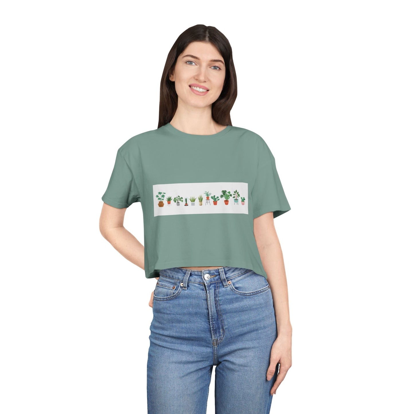 Botanical Bliss Women's Crop Tee, Cute Plant Lover Tee, Gardening Gift, Summer Fashion, Eco - Friendly Style, Trendy Crop Top - MaisonThreadory