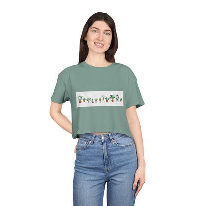 Botanical Bliss Women's Crop Tee, Cute Plant Lover Tee, Gardening Gift, Summer Fashion, Eco - Friendly Style, Trendy Crop Top - MaisonThreadory