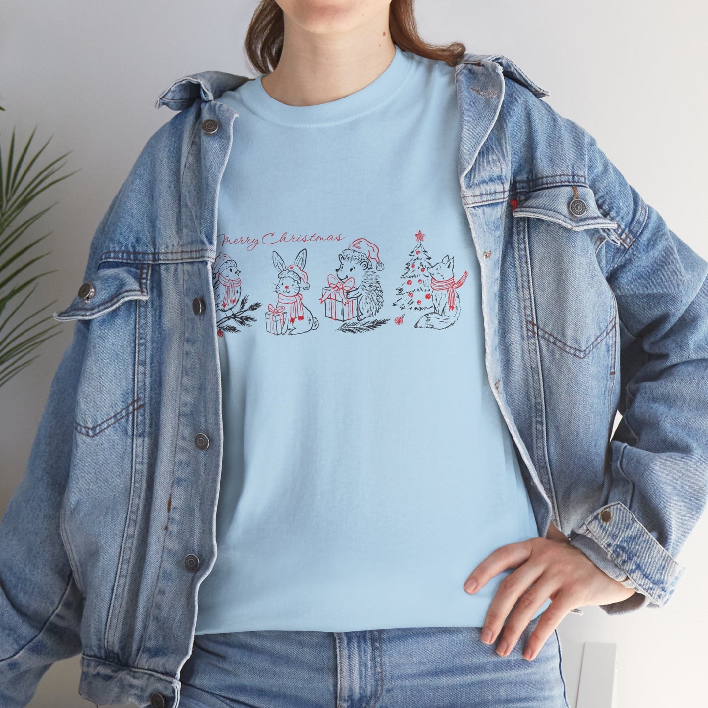 Whimsical Holiday Character Unisex Heavy Cotton Tee, Cute Graphic Tee, Family Reunion Shirt, Christmas Gift, Everyday Casual Wear - MaisonThreadory