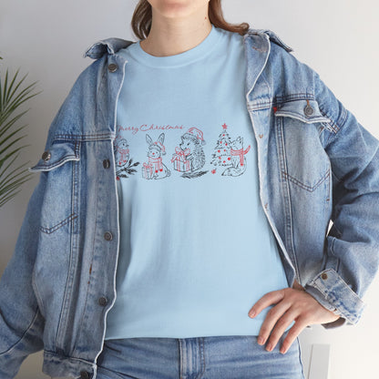 Whimsical Holiday Character Unisex Heavy Cotton Tee, Cute Graphic Tee, Family Reunion Shirt, Christmas Gift, Everyday Casual Wear - MaisonThreadory