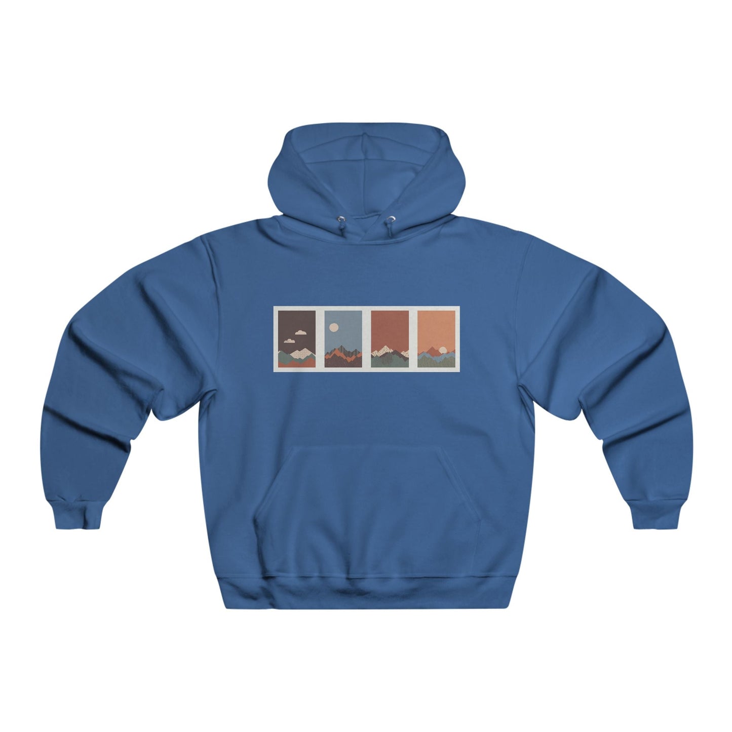 Men's Mountain Sunset Hoodie, Cozy Outdoor Sweatshirt, Perfect for Hiking, Camping, or Casual Wear, Gift for Nature Lovers - MaisonThreadory