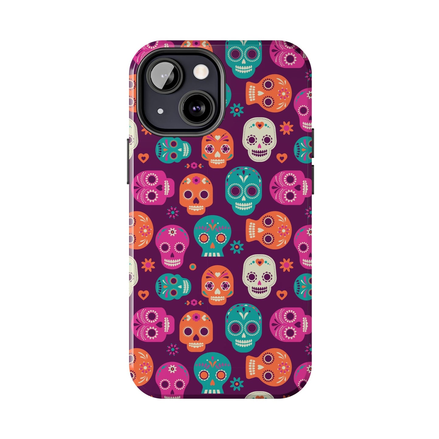 Colorful Skull Phone Case, Tough Cases for Halloween, Unique Phone Cover, Day of the Dead, Fun and Durable Accessories - MaisonThreadory