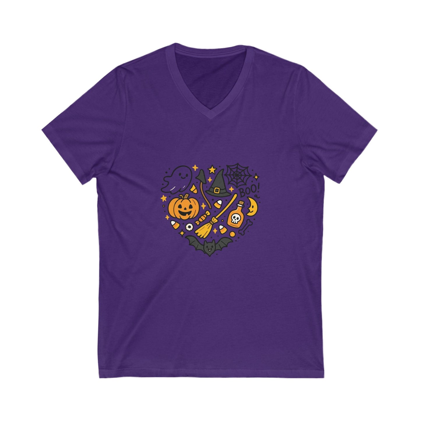 Halloween Ghosts and Ghouls V - Neck Tee, Spooky Shirt, Cute Halloween Gift, Unisex Tee for Fall, Trick or Treat T-Shirt - MaisonThreadory