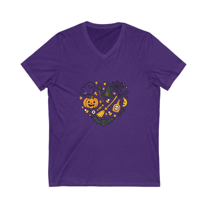 Halloween Ghosts and Ghouls V - Neck Tee, Spooky Shirt, Cute Halloween Gift, Unisex Tee for Fall, Trick or Treat T-Shirt - MaisonThreadory