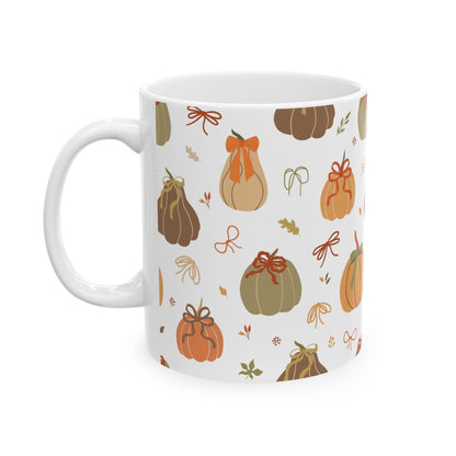 Autumn Harvest Ceramic Mug - Cozy Fall Beverage Cup, Pumpkin Design, Seasonal Gift for Thanksgiving, Home Decor, Coffee Lover - MaisonThreadory