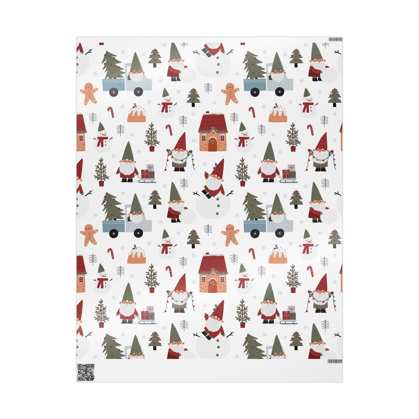 Christmas Gnome Wrapping Paper — Cute Holiday Gift Wrap with Gnomes, Trees & Gingerbread - MaisonThreadory