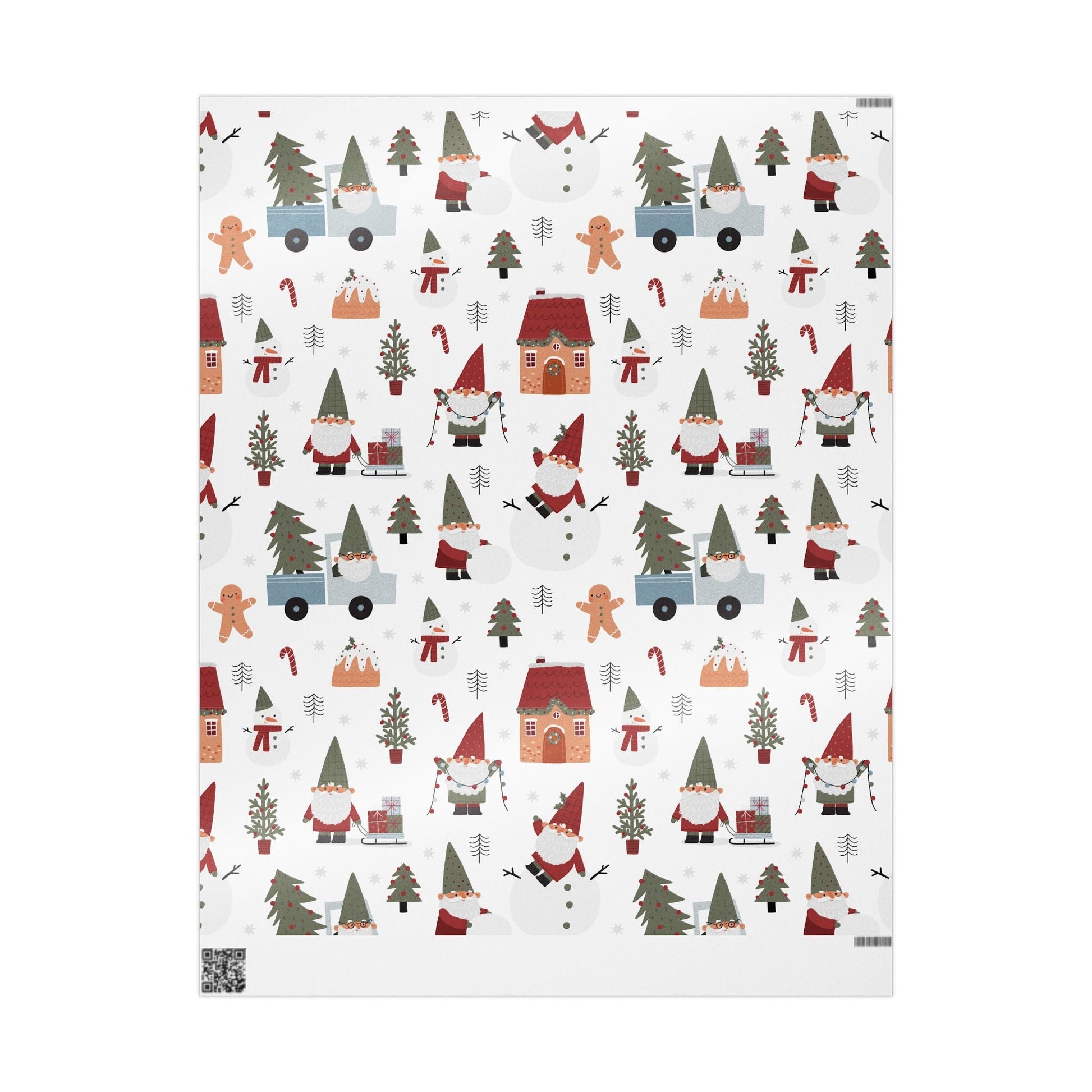 Christmas Gnome Wrapping Paper — Cute Holiday Gift Wrap with Gnomes, Trees & Gingerbread - MaisonThreadory