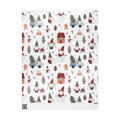Christmas Gnome Wrapping Paper — Cute Holiday Gift Wrap with Gnomes, Trees & Gingerbread - MaisonThreadory