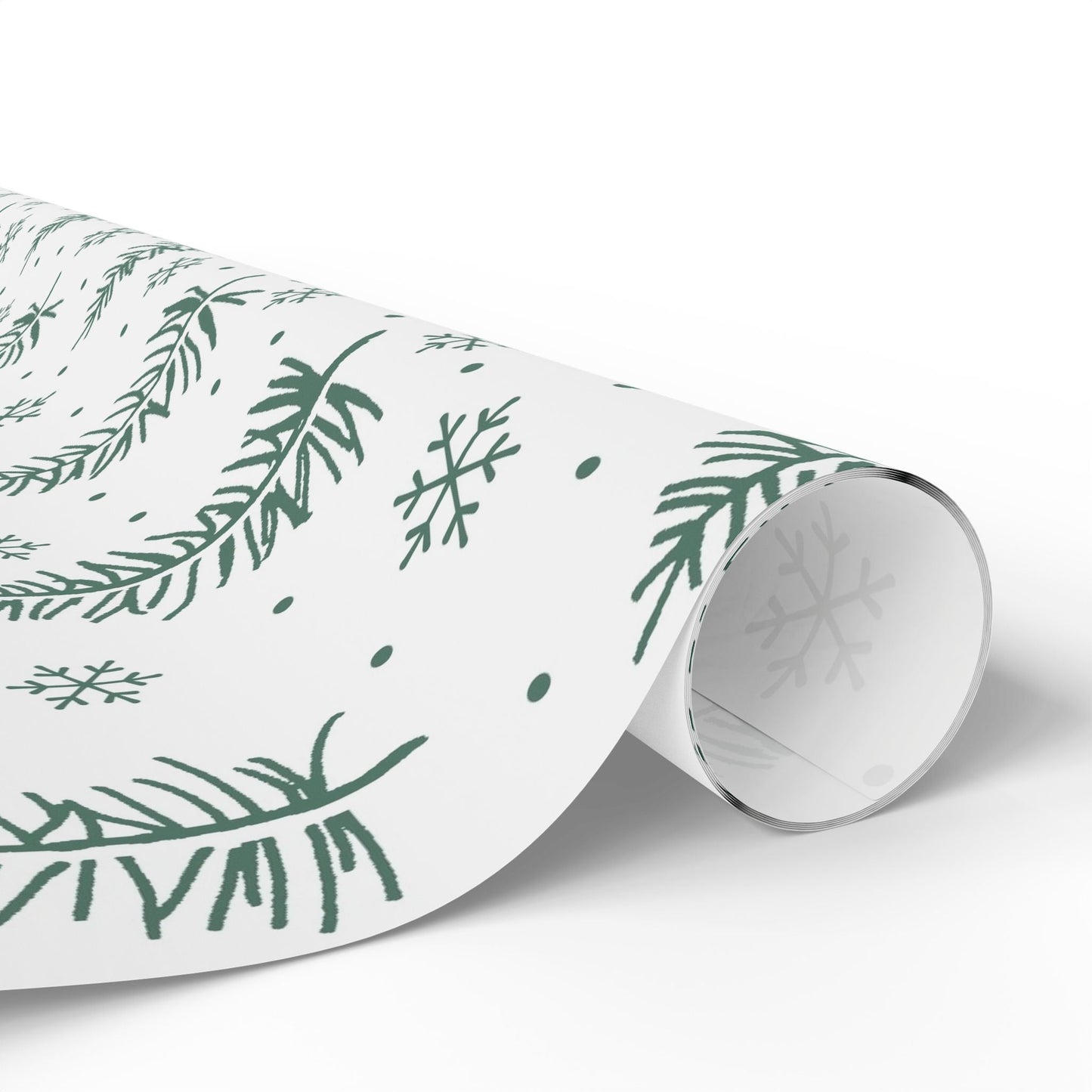 Christmas Tree Pattern Wrapping Paper – Green Pine & Snowflake Holiday Gift Wrap - MaisonThreadory