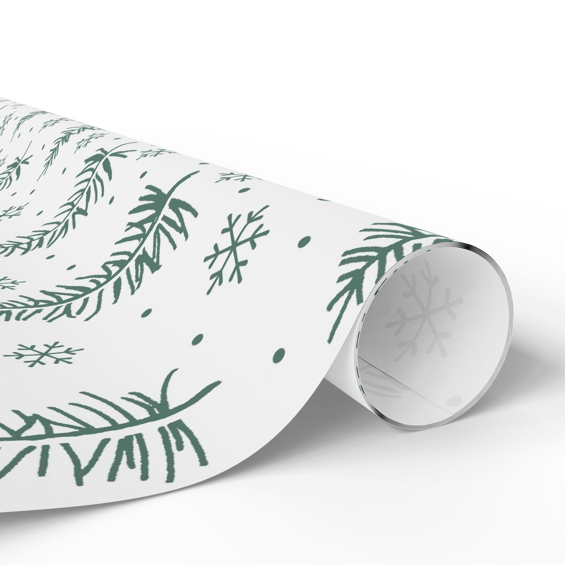 Christmas Tree Pattern Wrapping Paper – Green Pine & Snowflake Holiday Gift Wrap - MaisonThreadory