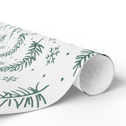 Christmas Tree Pattern Wrapping Paper – Green Pine & Snowflake Holiday Gift Wrap - MaisonThreadory