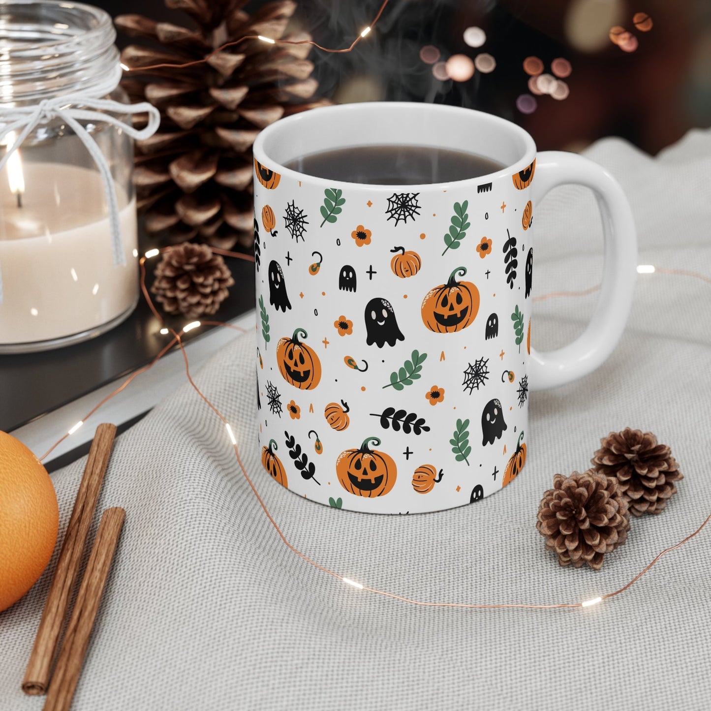 Halloween Pumpkin & Ghost Mug - MaisonThreadory