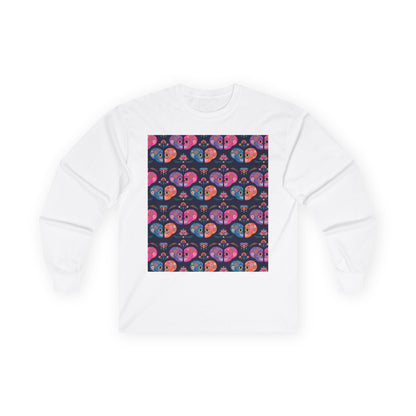 Día de los Muertos Long Sleeve Tee, Colorful Sugar Skull Shirt, Unisex Halloween Top, Festival Apparel, Celebrate Life - MaisonThreadory