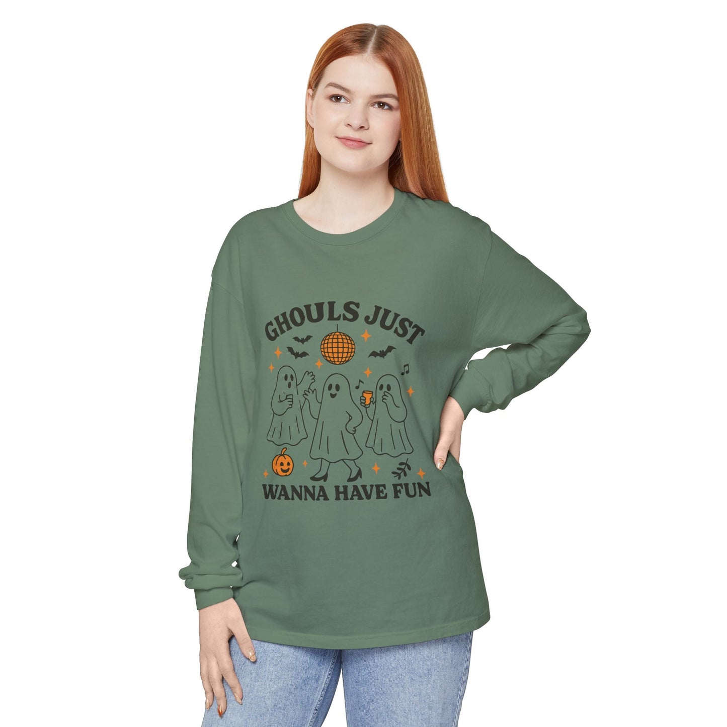 Halloween Fun Long Sleeve T-Shirt, Ghosts, Ghouls, Unisex Tee, Halloween Party, Fall Fashion, Casual Wear - MaisonThreadory