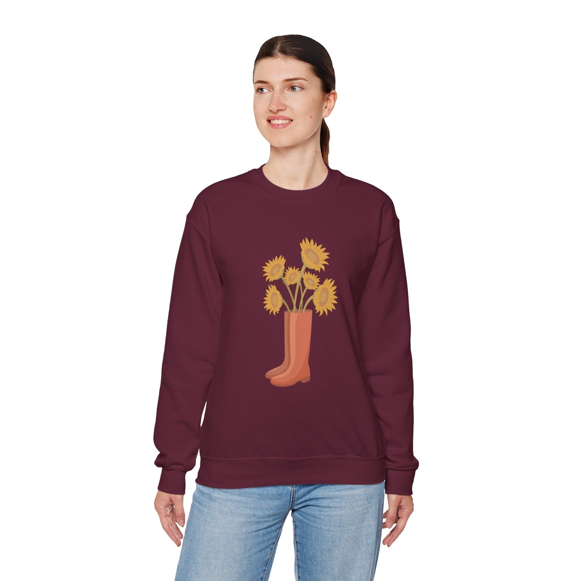 Sunny Boots Floral Crewneck Sweatshirt - MaisonThreadory