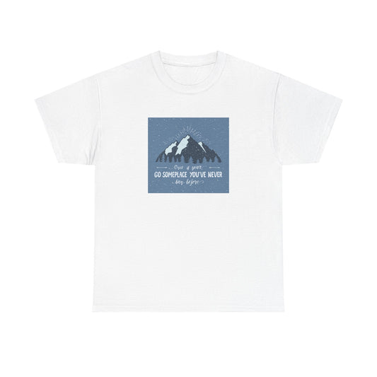 Adventure Awaits Unisex Cotton Tee, Inspirational Shirt, Travel Gift, Nature Lover's Apparel, Unique Quote Tee, Outdoor Enthusiast Top - MaisonThreadory