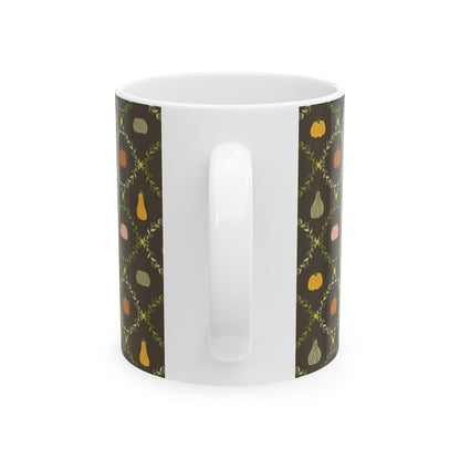 Autumn Harvest Ceramic Mug – Cozy Coffee Cup, Fall Decor, Pumpkin Design, Thanksgiving Gift, Seasonal Drinkware - MaisonThreadory