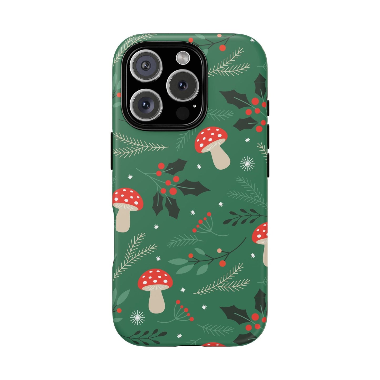 Festive Mushroom Phone Case, Colorful Holiday Case, Christmas Gift, Winter Vibes, Eco - Friendly Phone Cover - MaisonThreadory