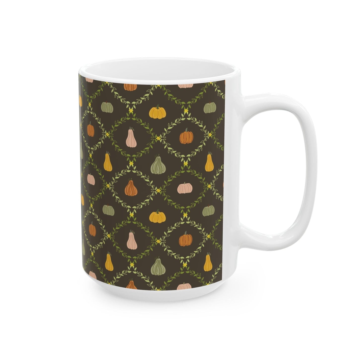 Autumn Harvest Ceramic Mug – Cozy Coffee Cup, Fall Decor, Pumpkin Design, Thanksgiving Gift, Seasonal Drinkware - MaisonThreadory