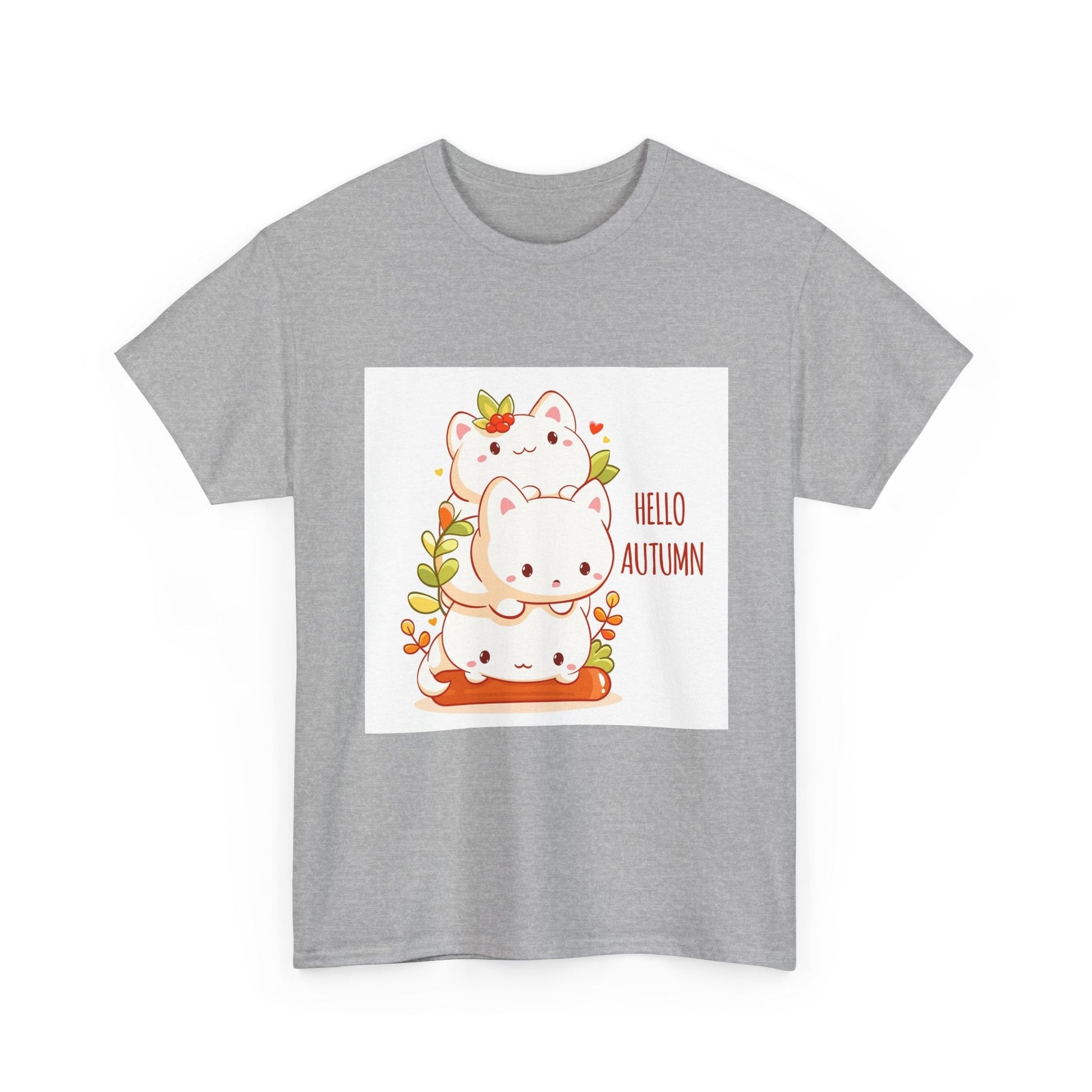 Autumn Cat Tee: Cute Fall Shirt for Cat Lovers, Unisex Tee, Seasonal Apparel, Halloween Gift, Cozy Clothing - MaisonThreadory