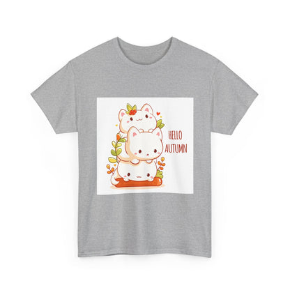 Autumn Cat Tee: Cute Fall Shirt for Cat Lovers, Unisex Tee, Seasonal Apparel, Halloween Gift, Cozy Clothing - MaisonThreadory