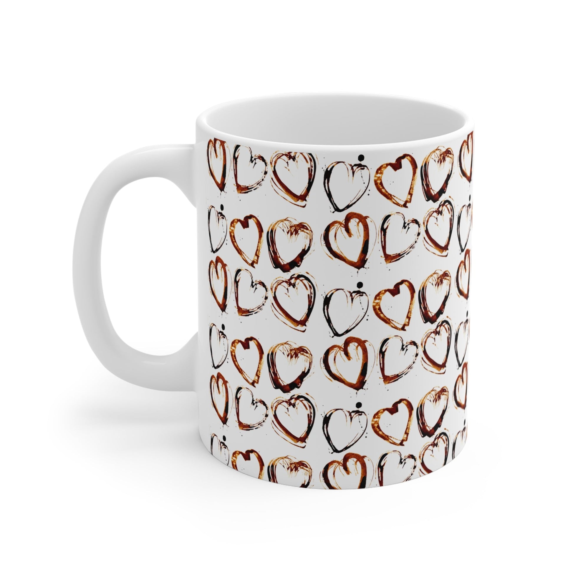 Heart Pattern 11oz Mug | Cute Coffee Cup, Gift for Her, Valentine's Day, Romantic Drinkware, Love - Themed Mug - MaisonThreadory