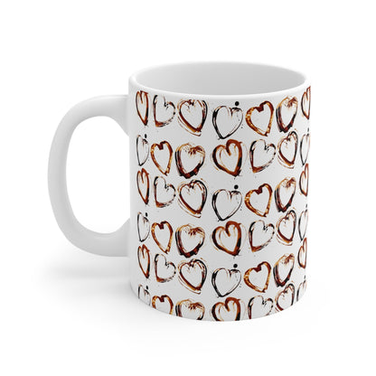 Heart Pattern 11oz Mug | Cute Coffee Cup, Gift for Her, Valentine's Day, Romantic Drinkware, Love - Themed Mug - MaisonThreadory