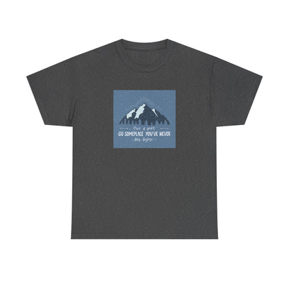 Adventure Awaits Unisex Cotton Tee, Inspirational Shirt, Travel Gift, Nature Lover's Apparel, Unique Quote Tee, Outdoor Enthusiast Top - MaisonThreadory